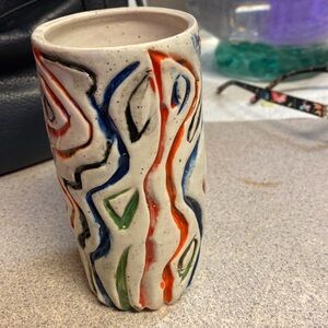 Handmade pottery abstract art vase. Unique art piece.